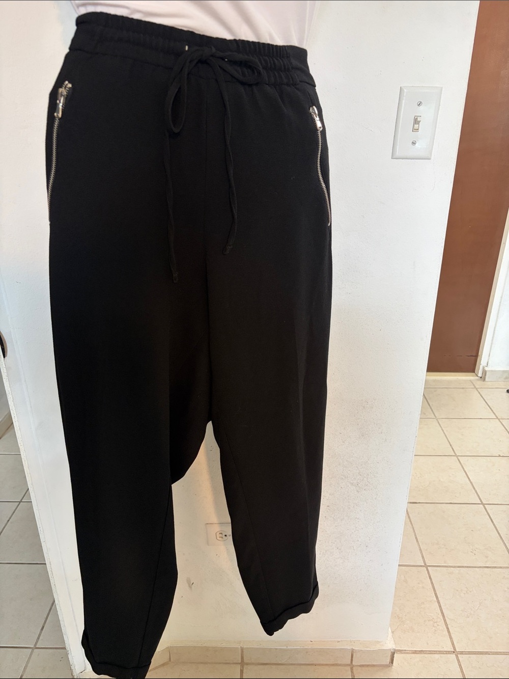 Worthington Black Drawstring Zip Pocket Joggers